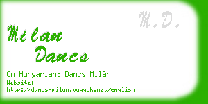 milan dancs business card